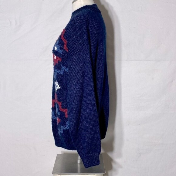 Vintage The Bay Principles Blue Ramie Acrylic Blend Crew Neck Knit Sweater M - Picture 3 of 11